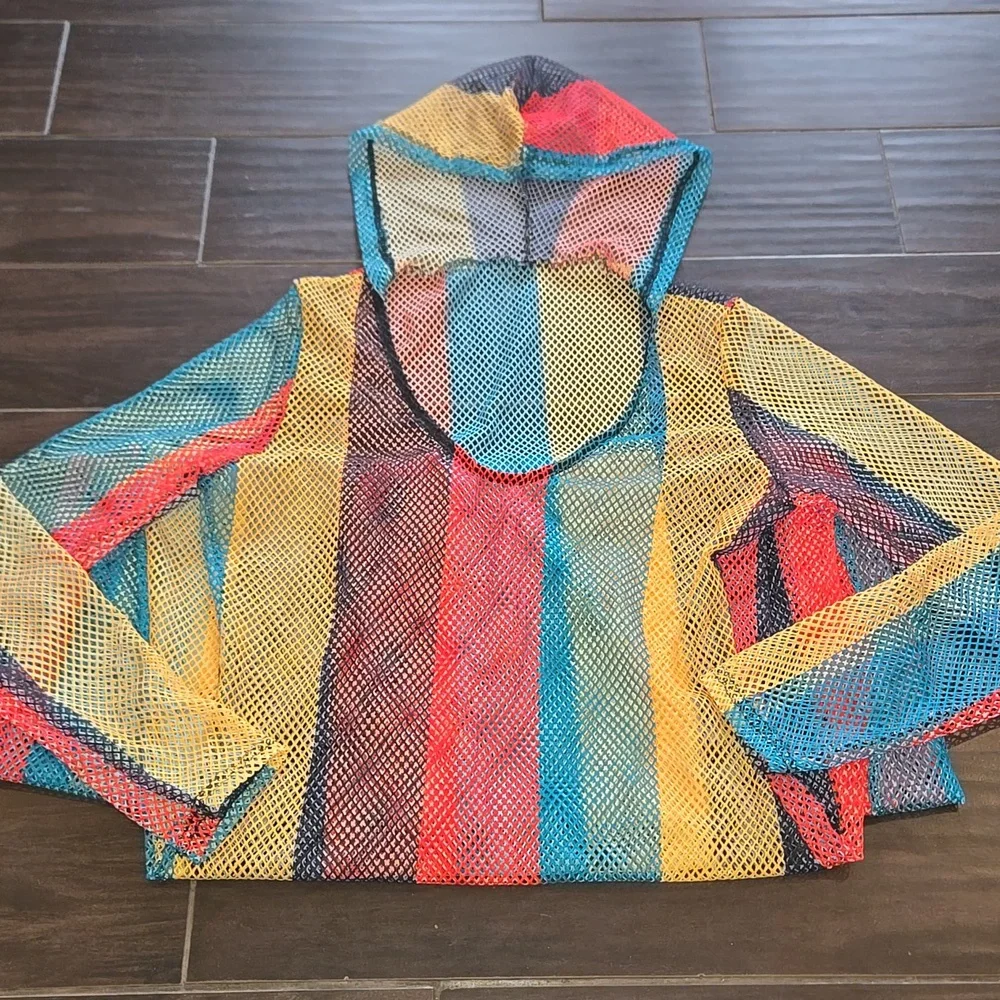 Multicolor Striped Mesh Maxi Dress Sz XXL NWOT - Picture 6 of 6